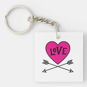 Rosa Herz Cupids Bögen LOVE Magnet Schlüsselanhänger