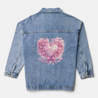 Rosa Herz der Liebe Jeansjacke