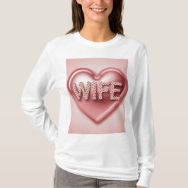Rosa Herz Ehefrau Blume T - Shirt
