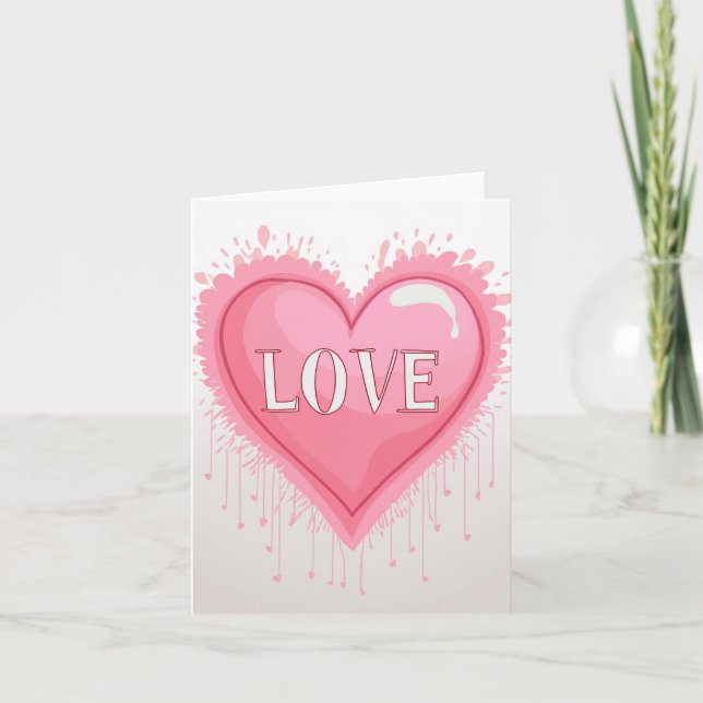 rosa Herz Feiertagskarte (Vorderseite)