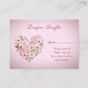 Rosa Herz Floral Babydusche Umschließung Begleitkarte