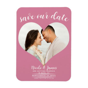 Rosa Herz Foto Hochzeit Save-the-Date Magnet