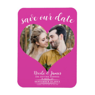 Rosa Herz Foto Hochzeit Save the Date Magnet
