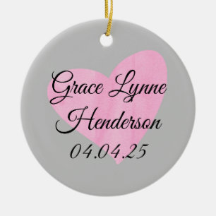 Rosa Herz Foto Weihnachtsbaumanhänger Baby Mädchen Keramik Ornament