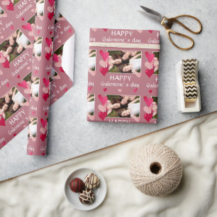 Rosa Herz Freund Foto Galentine`s Day Geschenkpapier