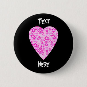 Rosa Herz. Gemusterter Herz-Entwurf Button