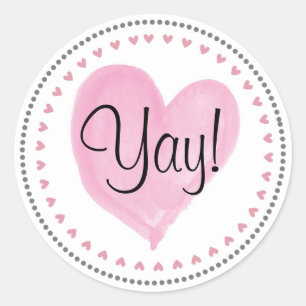Rosa Herz-glückliche Post Yay Runder Aufkleber