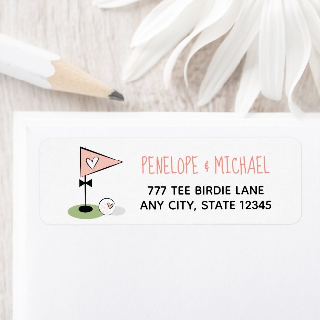 Rosa Herz Golf Ball und Flagge (Insitu)