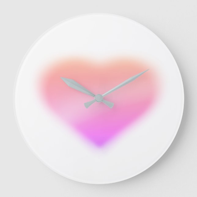 rosa Herz Große Wanduhr (Vorderseite)