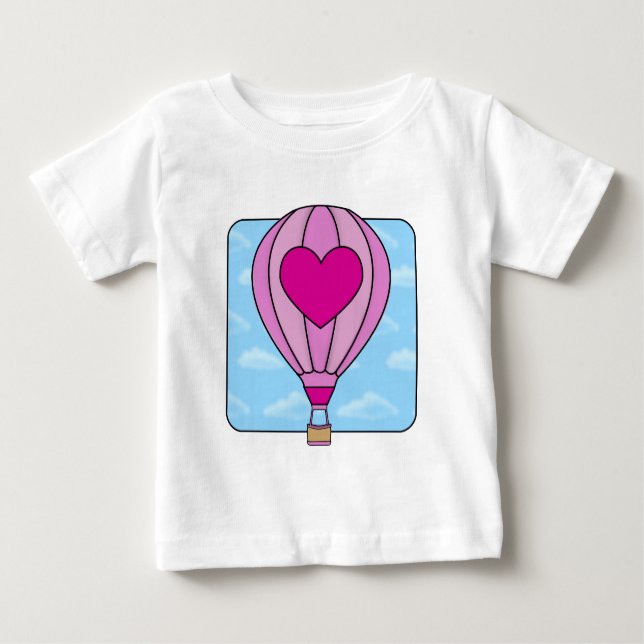 Rosa Herz-Heißluft-Ballon-T - Shirt (Vorderseite)