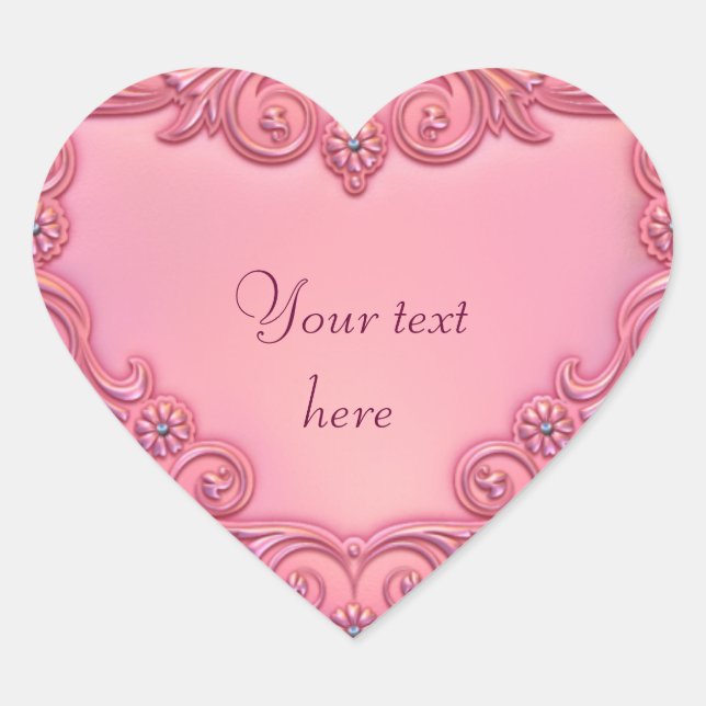 rosa Herz Herz-Aufkleber (Vorderseite)