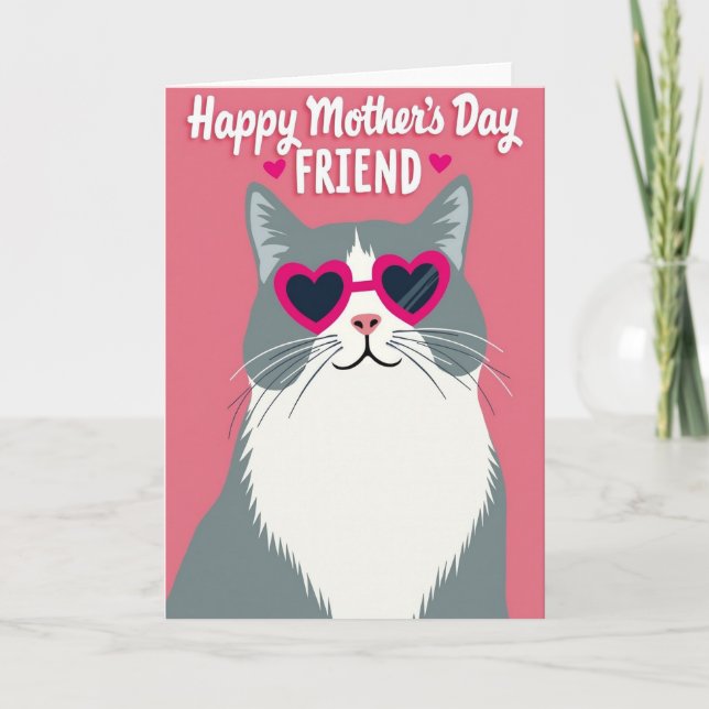 Rosa Herz Katzen Muttertagskarte Karte (Vorderseite)