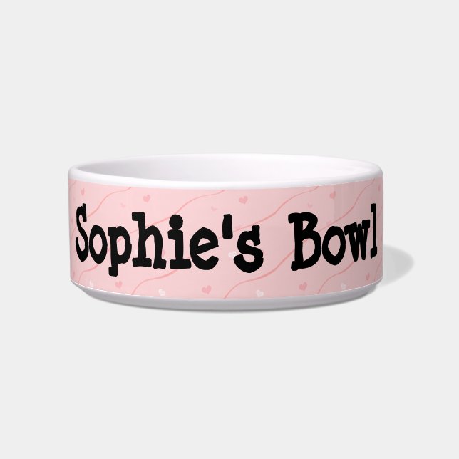 Rosa Herz Keramik Pet Bowl Napf (Vorderseite)