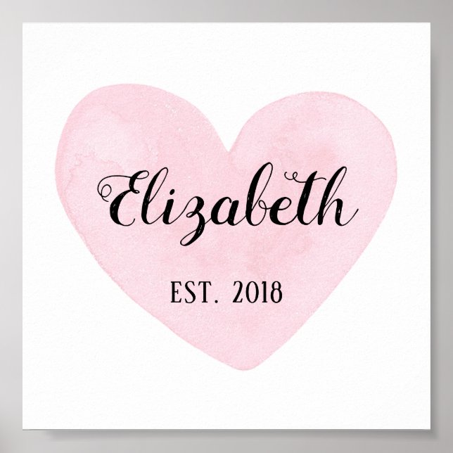 Rosa Herz Kinderzimmer drucken. Baby. Festgestellt Poster (Vorne)