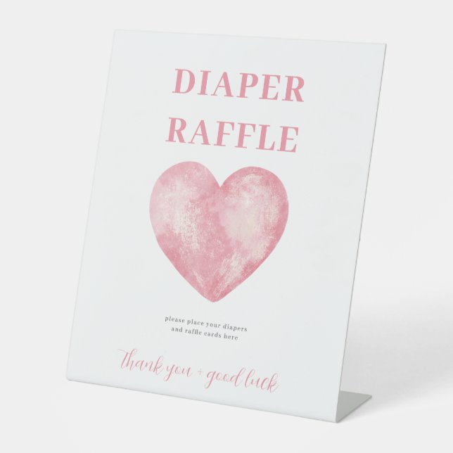 Rosa Herz Kleiner Valentinentiner Windel Raffle Ze Sockelschild (Vorderseite)