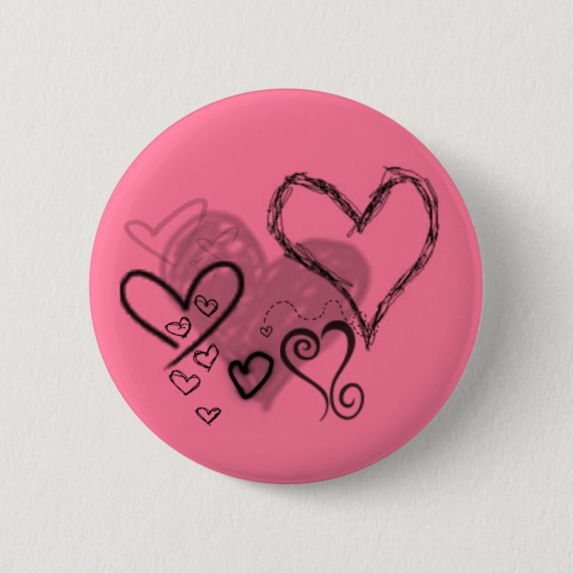 Rosa Herz-Knopf Button (Vorderseite)
