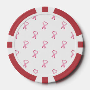 Rosa Herz-Krebs-Band-Muster Pokerchips