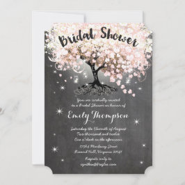 Rosa Herz Leaf Tree Brautparty laden ein Einladung