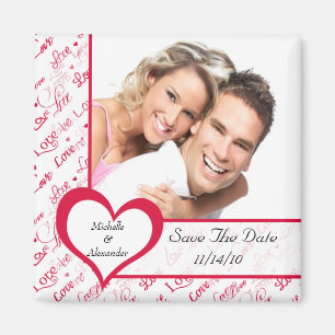 Rosa Herz-Liebe-Foto-Save the Date Magnet