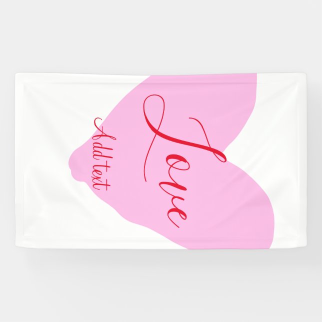 Rosa Herz Liebe glücklicher Valentinstag Text rot  Banner (Horizontal)