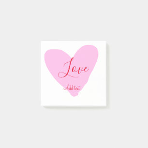 Rosa Herz Liebe glücklicher Valentinstag Text rot Post-it Klebezettel
