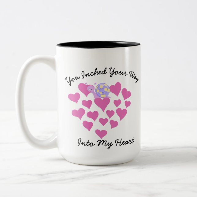 Rosa Herz Liebe Valentine's Day Girlfriend Gift Zweifarbige Tasse (Links)