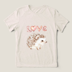 Rosa Herz Liebesballons Süßer Igel Tri-Blend Shirt