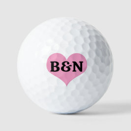 Rosa Herz mit Ihrem Text oder Namen Monogramm Anfa Golfball