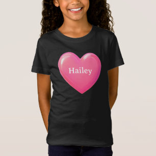 Rosa Herz mit Namen T-Shirt