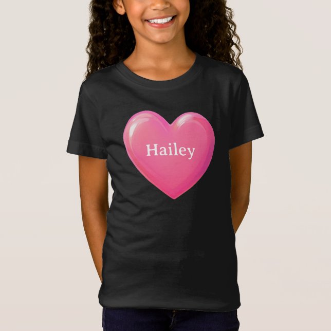 Rosa Herz mit Namen T-Shirt (Vorderseite)
