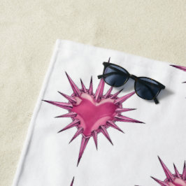 Rosa Herz mit Stacheldraht Cybersigilismus-Strandt Strandtuch