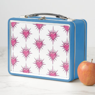Rosa Herz mit Stacheln Cybersigilismus-Lunchbox Metall Brotdose