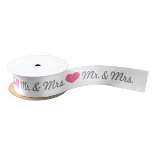 Rosa Herz Mr. & Mrs. Wedding Satinband