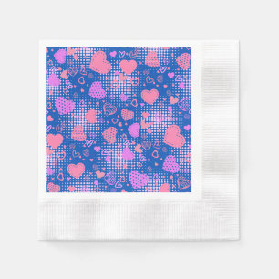 Rosa Herz Muster 01 Blau BG Serviette