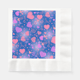 Rosa Herz Muster 01 Blau BG Serviette