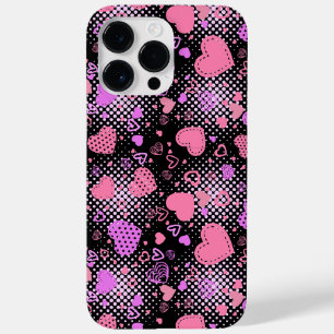 rosa Herz Muster 01 Schwarzes BG Case-Mate iPhone 14 Pro Max Hülle