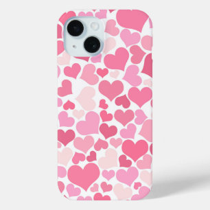 Rosa Herz-Muster - iPhone Fall 15 Hülle