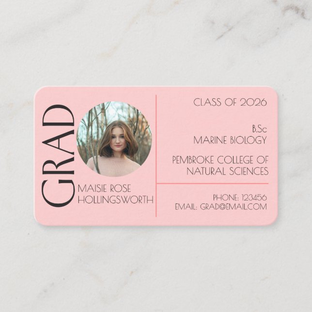 Rosa Herz Muster Visitenkarte (Vorderseite)