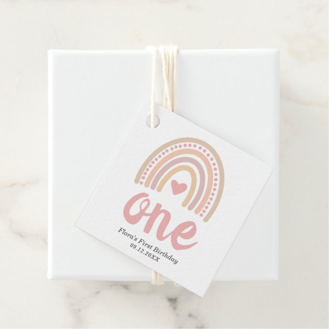 Rosa Herz Niedlich Girl Boho Rainbow Erster Geburt Geschenkanhänger (Beispiel)