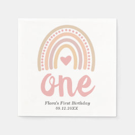Rosa Herz Niedlich Girl Boho Rainbow Erster Geburt Serviette