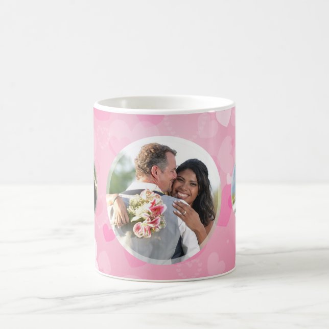 Rosa Herz-Paare fügen Ihre eigene Foto-Tasse für Tasse (Mittel)