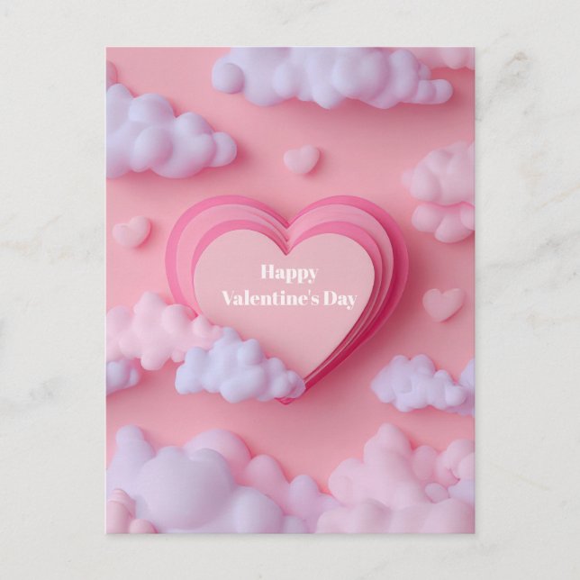 Rosa Herz-Papier-Valentinstagskarte  Postkarte (Vorderseite)