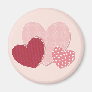 Rosa Herz-Papieraufkleber Magnet