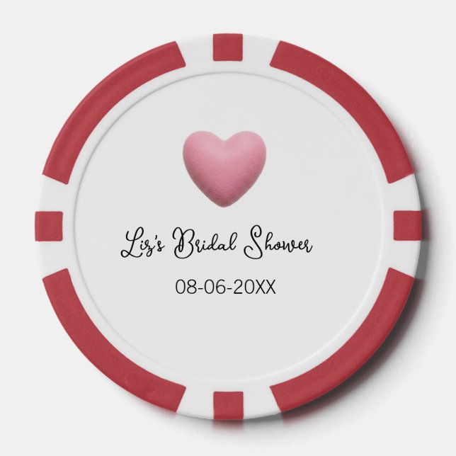 Rosa Herz Pastell Retro Brautparty Datum Boho Te Pokerchips (Vorderseite)