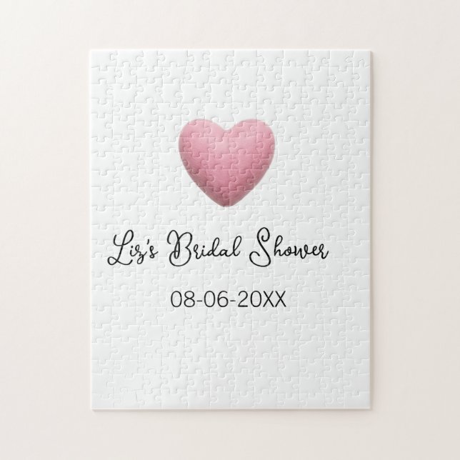 Rosa Herz Pastell Retro Brautparty Datum Boho Te Puzzle (Vertikal)