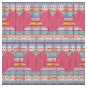 Rosa Herz-Regenbogen-Imitate Häkelchen Strick Stoff