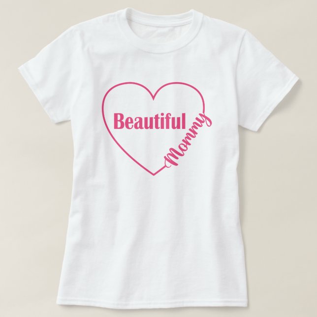 Rosa Herz Schönes Mami T-Shirt (Design vorne)