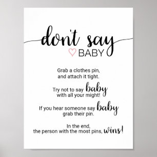 rosa Herz Schwarze Kalligraphie Sage kein Baby-Z Poster