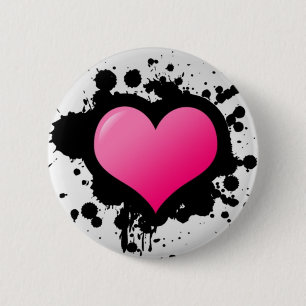 Rosa Herz-Spritzer Knopf Button