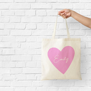 Rosa Herz-Tasche 'Girly' mit Namen Tragetasche